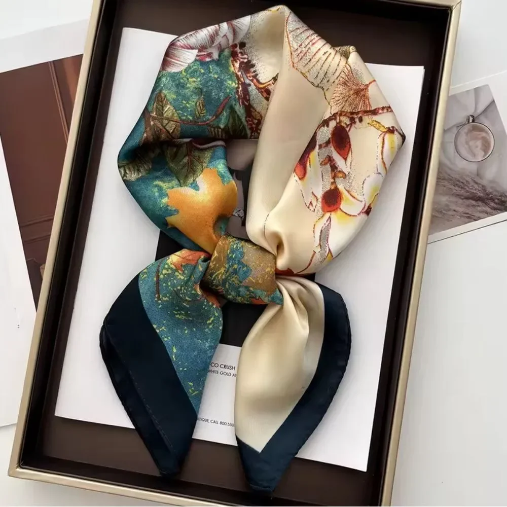 Elegant Multicolor Scarf feels like silk, but is polyester